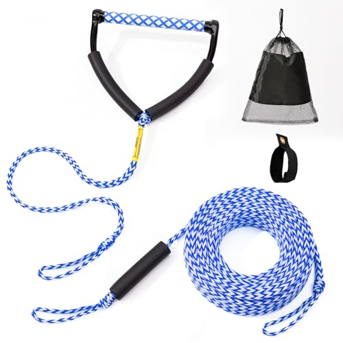 75FT Water Ski Tow Rope with Handle - Blue & White