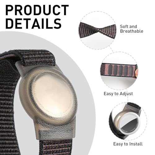 Kids GPS Tracker Bracelet - Adjustable Anti-Lost Nylon Band for AirTag - Small (3.9"-5.5") - Rainbow