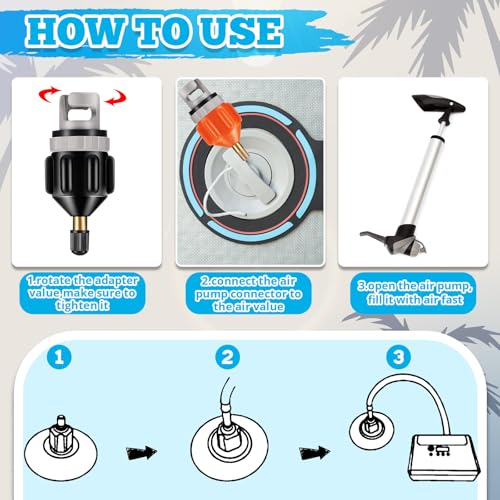 Shappy 2 Pcs SUP Air Pump Adapter for Paddle Board Inflator - Black & Orange