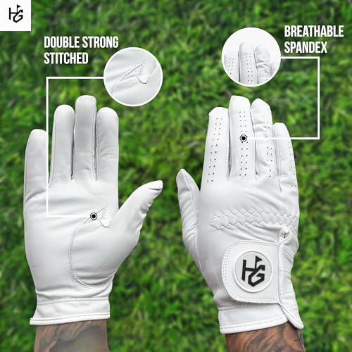 Men's Golf Gloves - Premium Cabretta Leather for Left Hand - Medium
