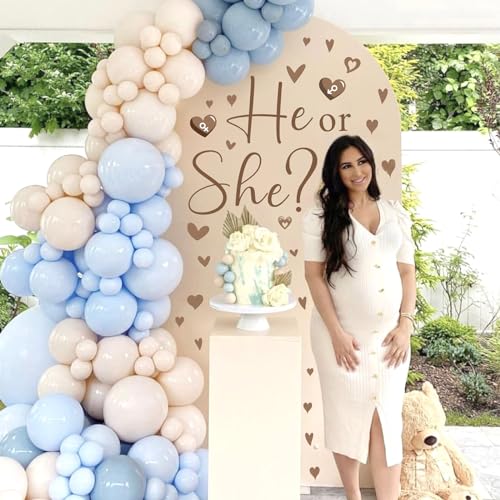 Gender Reveal Party Decals He or She What Will Baby Be Decorations for Balloon Arch Babies Gender Signs Oh Baby Shower Sign Backdrop Decal Girl or Boy Party Supplies Vinyl Sticker for Pregnacy Banner