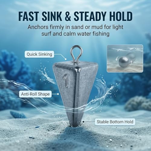 1oz Pyramid Sinkers Kit - 12PCS Weights for Surf Fishing