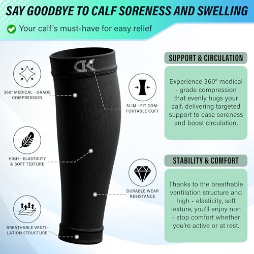 CharmKing Calf Compression Sleeve 15-20 mmHg - 3 Pairs, Large-X-Large Beige