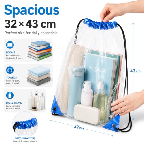 Clear Drawstring Backpack - Stadium Approved 4PCS Set