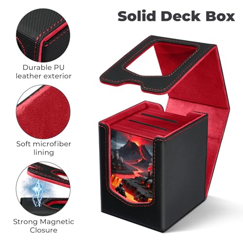 Deck Box for MTG Commander - Red - Premium Card Storage