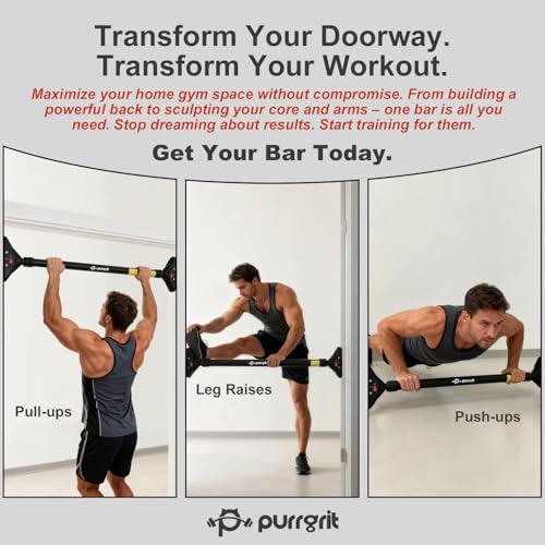 Adjustable No-Screw Doorway Pull Up Bar - 440lbs, Charcoal