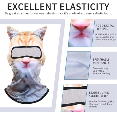 3D Cat Ear Ski Balaclava Face Mask - Cute Animal Design - Yellow