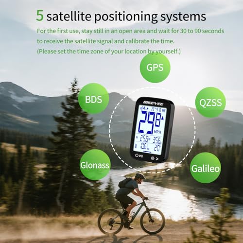 Wireless GPS Bike Computer - 2.4" Screen, IPX7 Waterproof, Black-A