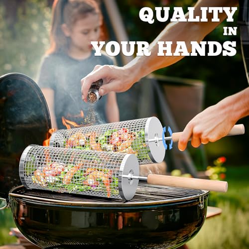 Ivtivfu Removable Handle Grill Basket for Outdoor BBQ & Camping