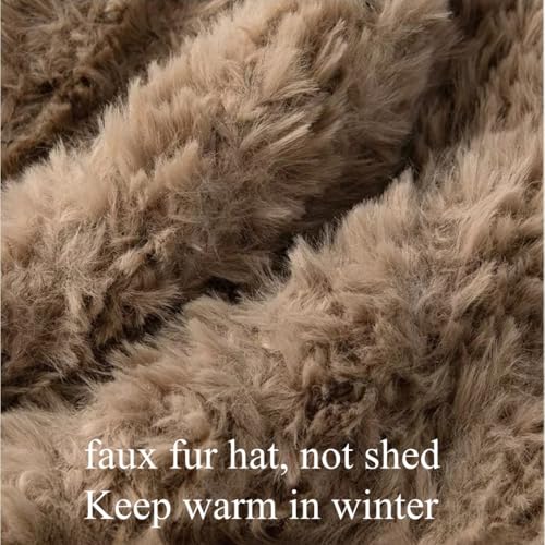 Warm Faux Fur Winter Beanie Hat - Small-Medium Brown