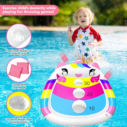 Kids Inflatable Unicorn Pool Cornhole Board Floating Game - JOINBO