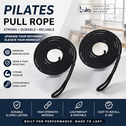 Durable Pilates Reformer Pull Ropes - 9-Foot Replacement Straps (2 Pack)