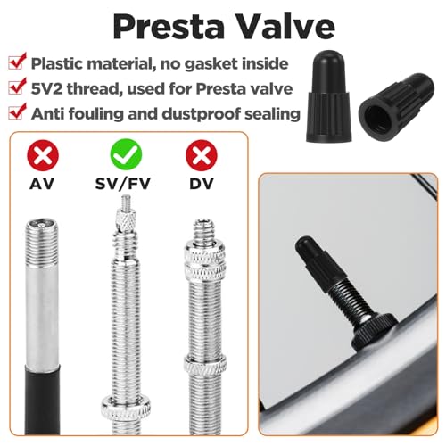 30pcs Presta Valve Caps - Black Plastic Bicycle Tire Caps