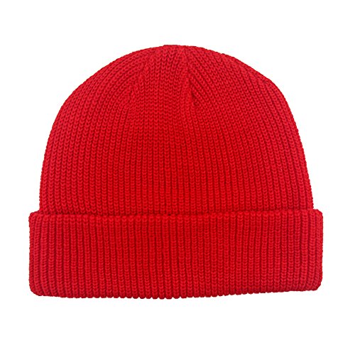 Warm Slouchy Beanie Hat - Red, Soft Knit Winter Cap for Men & Women