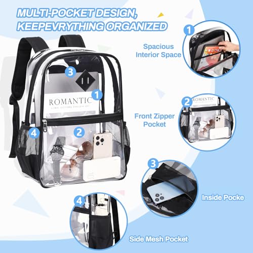 Clear Backpack Stadium Approved - Heavy Duty See Through Book Bag
