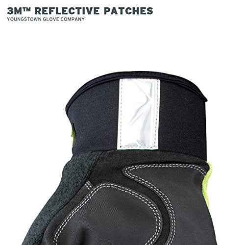 Youngstown Glove Hi-Visibility Waterproof Thinsulate Winter Work Gloves for Men- Windproof, Insulated, Synthetic - Green/Gray