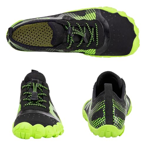 Quick-Dry Water Shoes for Men - Barefoot Aqua Socks - Black/Green