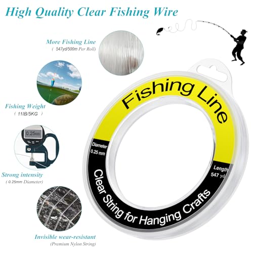 Clear Nylon Fishing Line - 0.25mm 1640ft Invisible Crafting String