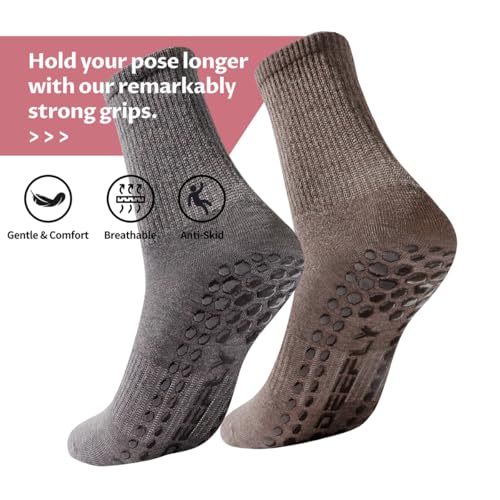 Yoga Socks for Women - Non-Slip Grip Pilates Socks, One Size - Ka+fen+hong