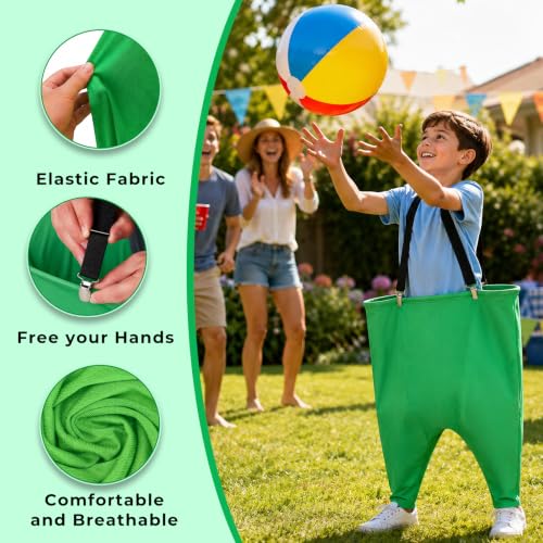 Child MultiColor Granny Pants Yard Game Set with Bouncy Balls & Adjustable Suspenders - Fun Outdoor Toss & Ring Toss for Kids & Adults