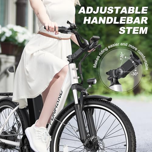 Electric Bike for Adults - 26" City Cruiser Ebike 1000W, White