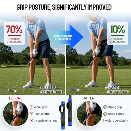 Golf Grip Trainer Right Hand - Ergonomic Grip Aid for Accuracy - Blue