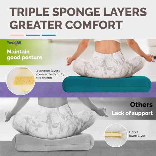 Triple-Layer Yoga Bolster Pillow for Restorative Yoga - Emerald