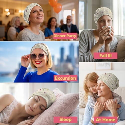 Slouchy Chemo Cap Beanie - Floral Soft Headwear for Men & Women