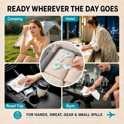 20 Pack Compressed Travel Towels - Individually Wrapped, Quick-Expand, 9.4x11.8 Inch