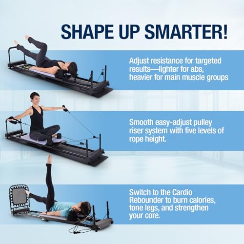 Adjustable Pilates Reformer Machine with Cardio Rebounder