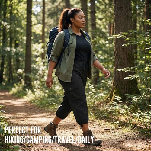 Plus Size Cargo Capris for Women with Pockets 5X-Large Black Lightweight Stretch