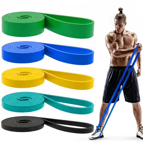 WSAKOUE Resistance Bands Set Blue & Green - Pull Up & Workout Exercise Bands for Men & Women