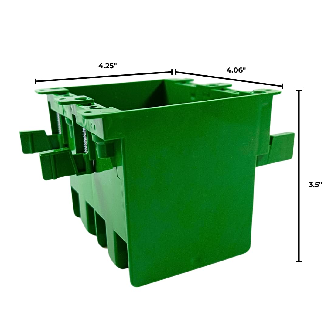 OneBoxForAll Old Work BaseBox – Expandable Double Gang PVC Electrical Box with 8 Knockouts & 4 Wings, 32 cu. in. Capacity - Single Unit
