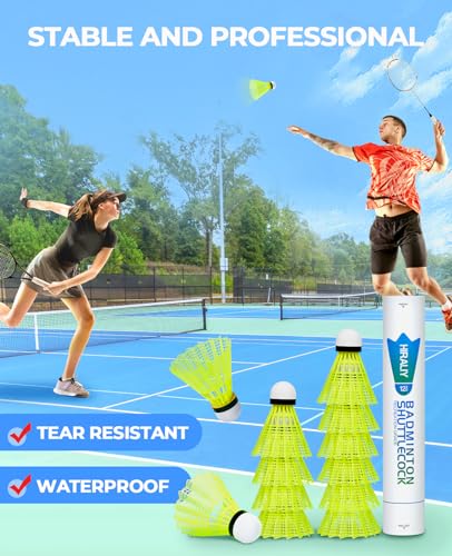 Yellow Nylon Badminton Shuttlecocks - 12 Pack for Outdoor Play