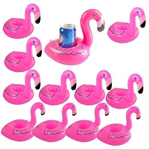 Inflatable Flamingo Drink Holder Coasters - 12-Pack