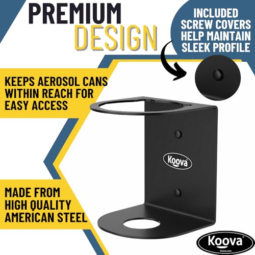 Koova Aerosol Spray Can Holder | Easy Install Wall Mount | Heavy-Duty Powder Coated Steel Storage Rack for Garage & Home | Craft Workspace Paint Bottle Organizer | Hardware Included | USA Made