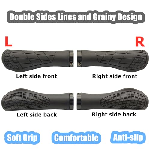 Bike Handlebar Grips - Soft Rubber Anti-Slip, Single Lock