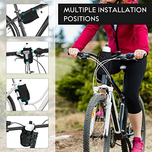 Bike Cup Holder with Mesh Pocket - Black Bicycle Water Bottle Holder