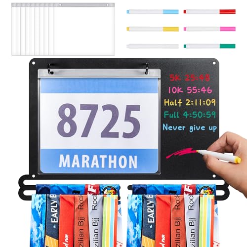 Medal Display Hanger with Bib Holder & Chalkboard - Wall Mounted