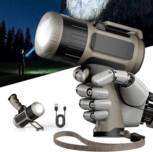 LiangJJ 2,000,000 Lumens Zoomable Rechargeable Spotlight Flashlight Gray