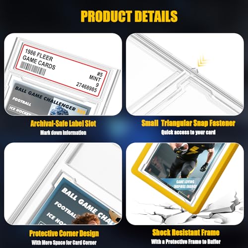 Graded Card Slab Case with Shockproof Bumper - Yellow - Trading Card Holder