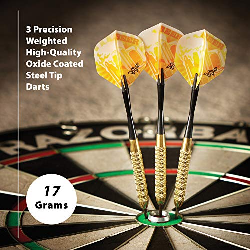 Steel Tip Darts Set with Amber Plated Barrels - 17g