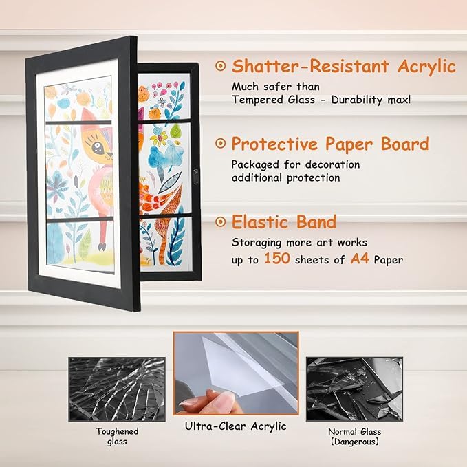 Kids Artwork Frames Changeable - 2-Pack, 8.5 x 11 in Black