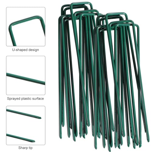 Heavy Duty Garden Stakes - 20 Pack U-Shaped Lawn Pins, 6 Inch