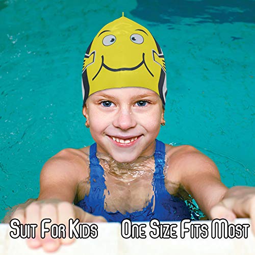 Critter Swim Cap for Kids - Yellow Fish Design
