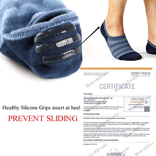 Mottee&Zconia No Show Ankle Socks 6-Pack Mesh Strips for Men, Low Cut Casual Anti-Slip Cotton