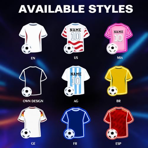 Custom Soccer Jersey Neon Sign - Personalized LED Wall Decor