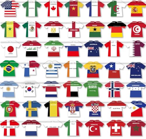 49-Piece International Soccer Jersey Flag Banner - World Cup Party Decor