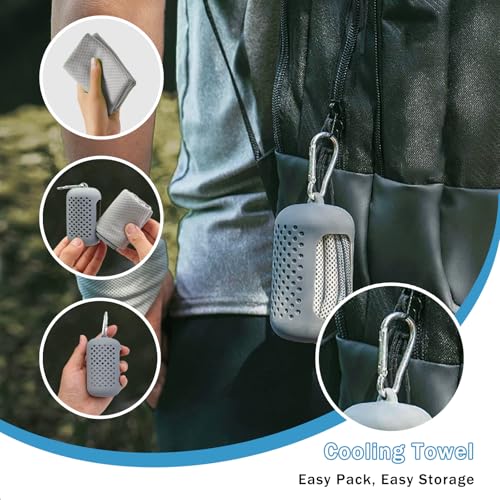 Aenfaiy 4-Pack Cooling Towels 40x12 in – Silicone Case, Carabiner & 4 Colors