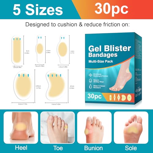 60pcs Hydrocolloid Blister Bandages - Waterproof & Adhesive